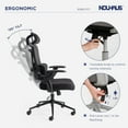 thumbnail image 5 of Nouhaus Ergonomic Mesh Office Chair Adjustable Lumbar Support and Flip-up Armrests High Back Headrest, Tilt Function Comfy Computer Gaming Chair Swivel Desk Chairs (Ergo Fit,Dark Black), 5 of 13
