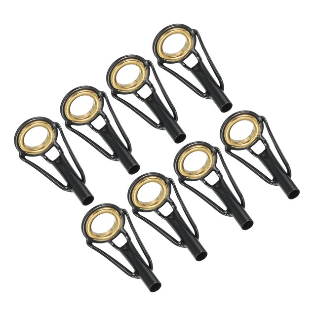 Unique Bargains 3.2mm Stainless Steel Fishing Rod Tip Repair Kit Pole Ring Guide Replacement, Golden 8 Pack