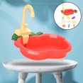 thumbnail image 3 of Children Kitchen Play Sink Toys with Playfood Kitchenware Role Playing Games Red, 3 of 8
