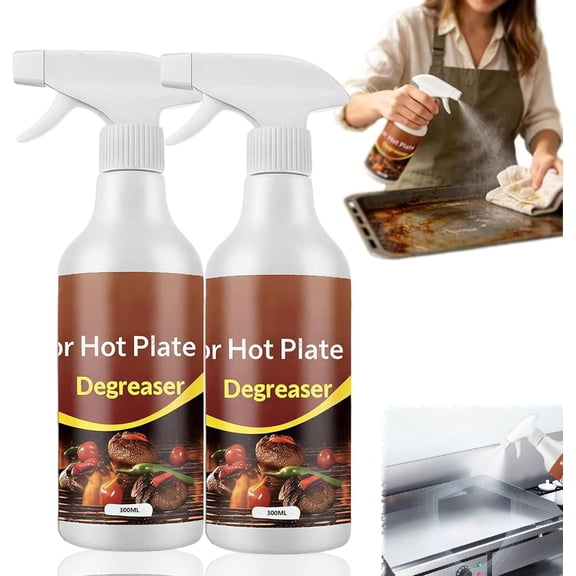 Fast-Acting Heavy Duty Grill Degreaser Spray, Powerful Grease Remover for Griddles, BBQ Cleaner for Kitchen Grills & Ovens(RL 2 PCS)