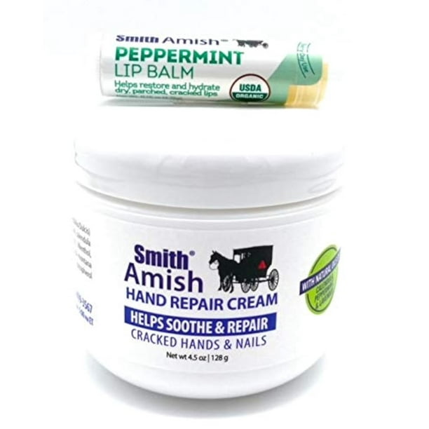 Crema reparadora de manos Smith Amish 133 ml con bálsamo labial orgánico