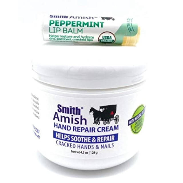 Crema reparadora de manos Smith Amish 133 ml con bálsamo labial orgánico