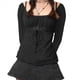 thumbnail image 1 of Top Vintage Estético para Mujer, de Larga, Ajustado con Ribete de Encaje, Estilo Y2K, con Estampado Gráfico de Hadas y Estilo Grunge, Ropa de Calle. Negro L, 1 of 5