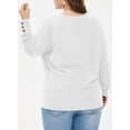 thumbnail image 6 of SHEWIN Womens Blouse Plus Size Tops Lace V Neck Long Sleeve T Shirts Dressy Eyelet Embroidered Tunics Top Spring Fall Blouses White 4X, 6 of 9
