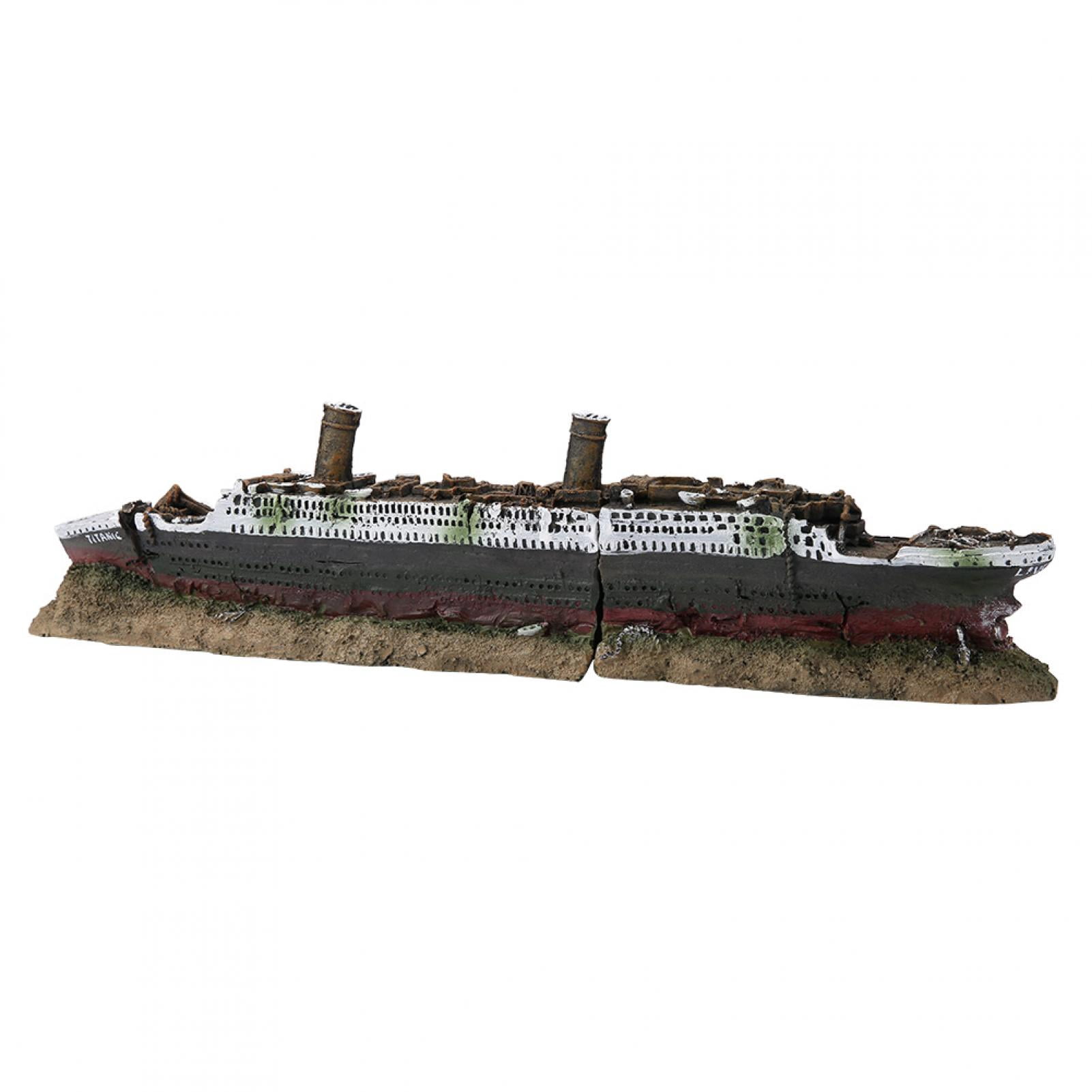 Aquarium Shipwreck Decoration, Fish Tank Sunken Ship Fish Tank Wreck Shipwreck Ornament Lost Wrecked Boat Ship Aquarium Ornament for Fish Tank Decorations