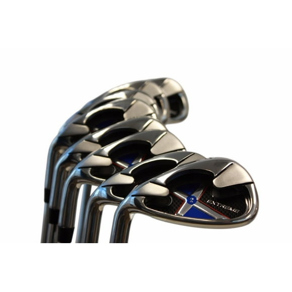 Left Handed Extreme X2 Iron Set +2 inch Over XL Big & Tall Senior Men's Complete 8-Piece Iron Set (4-SW) Senior Flex A Flex Club (Tall 6'3"+ / +2" Over) with Premium Men's Arthritic Golf Grip
