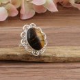 thumbnail image 4 of Handmade 925k Sterling Silver Natural Tiger Eye Stone Statement Gift Ring US13, 4 of 5
