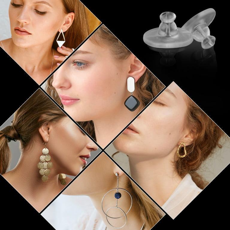 DELECOE Silicone Earring Backs for Studs Droopy Ears Hoops Wires,Locking  Secure Earring Backs for Heavy Earring,No-Irritate Hypoallergenice Soft  Clear