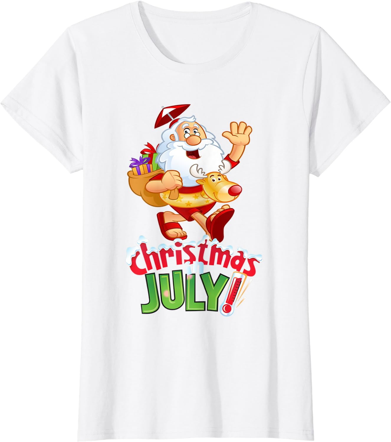 Funny Christmas in July Shirt Summer Reindeer Float Xmas TShirt