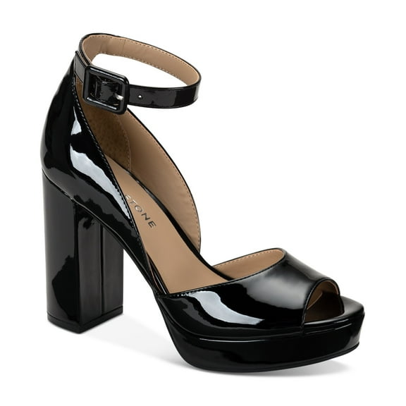 Sun Stone Reemaa Strappy Heels Black Patent 10.5M
