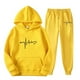 thumbnail image 1 of Gibobby Conjunto de sudadera informal para mujer Conjunto de sudadera con capucha de invierno para mujer, chándal informal de terciopelo con corazón de amor d(Amarillo,M), 1 of 2