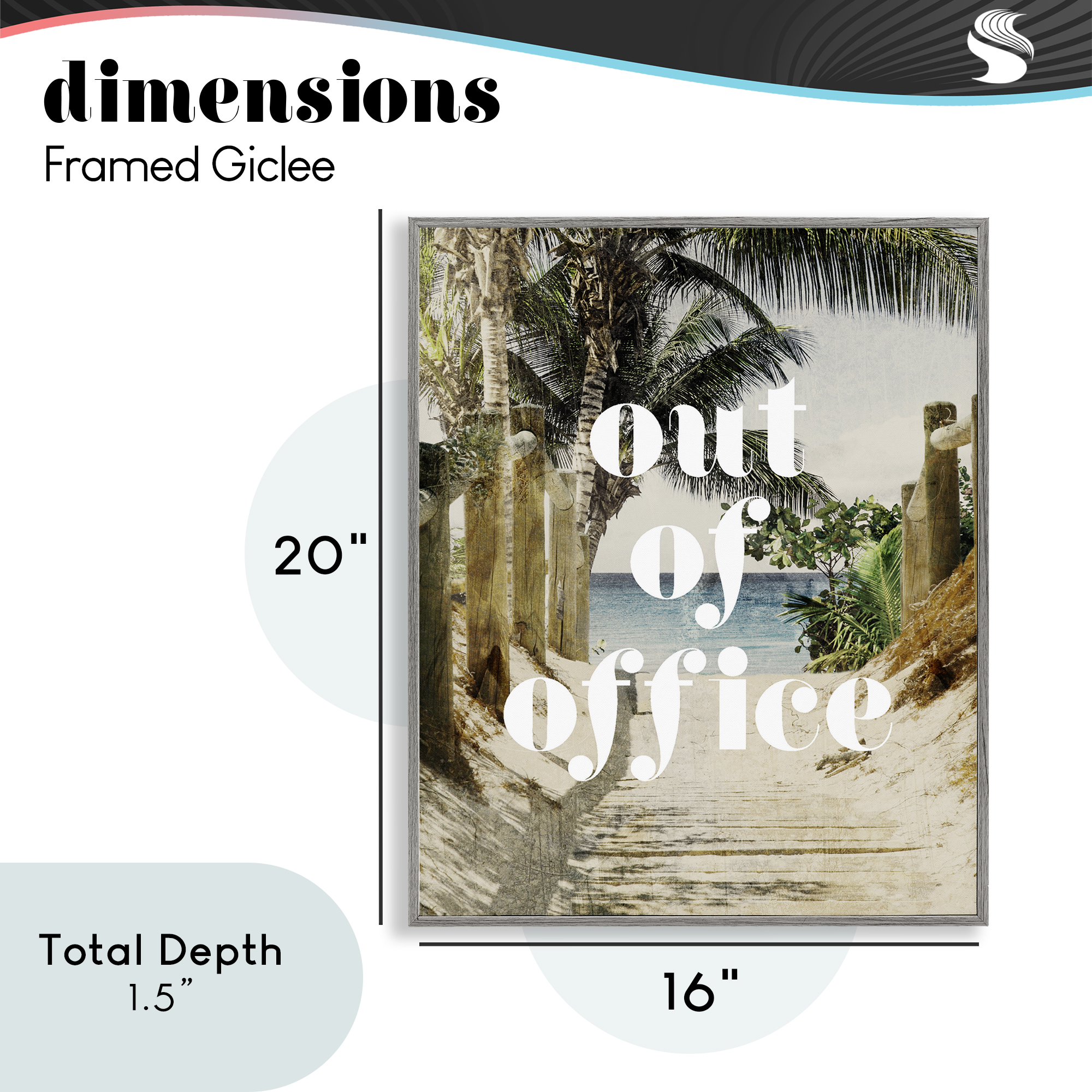 Out of Office Beach Path Gray Framed Giclee Art, design by Lil' Rue