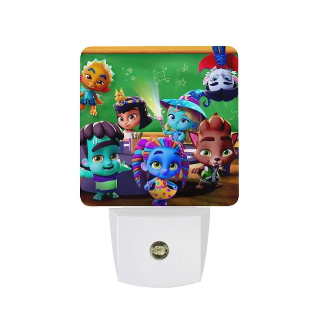 Súper Monstruos Luz nocturna LED con sensor de anochecer a amanecer para dormitorio, baño, pasillo, escaleras - Lámpara LED nocturna de enchufe, 0.5W - 1 pieza