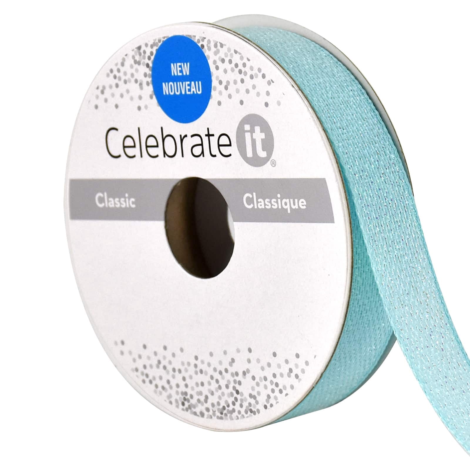 5/8" x 7yd. Blue Iridescent Ribbon by Celebrate It – Non-Wired Woven Edge - Ideal for Gift Wrapping - Baskets & Decor - 12 Pack