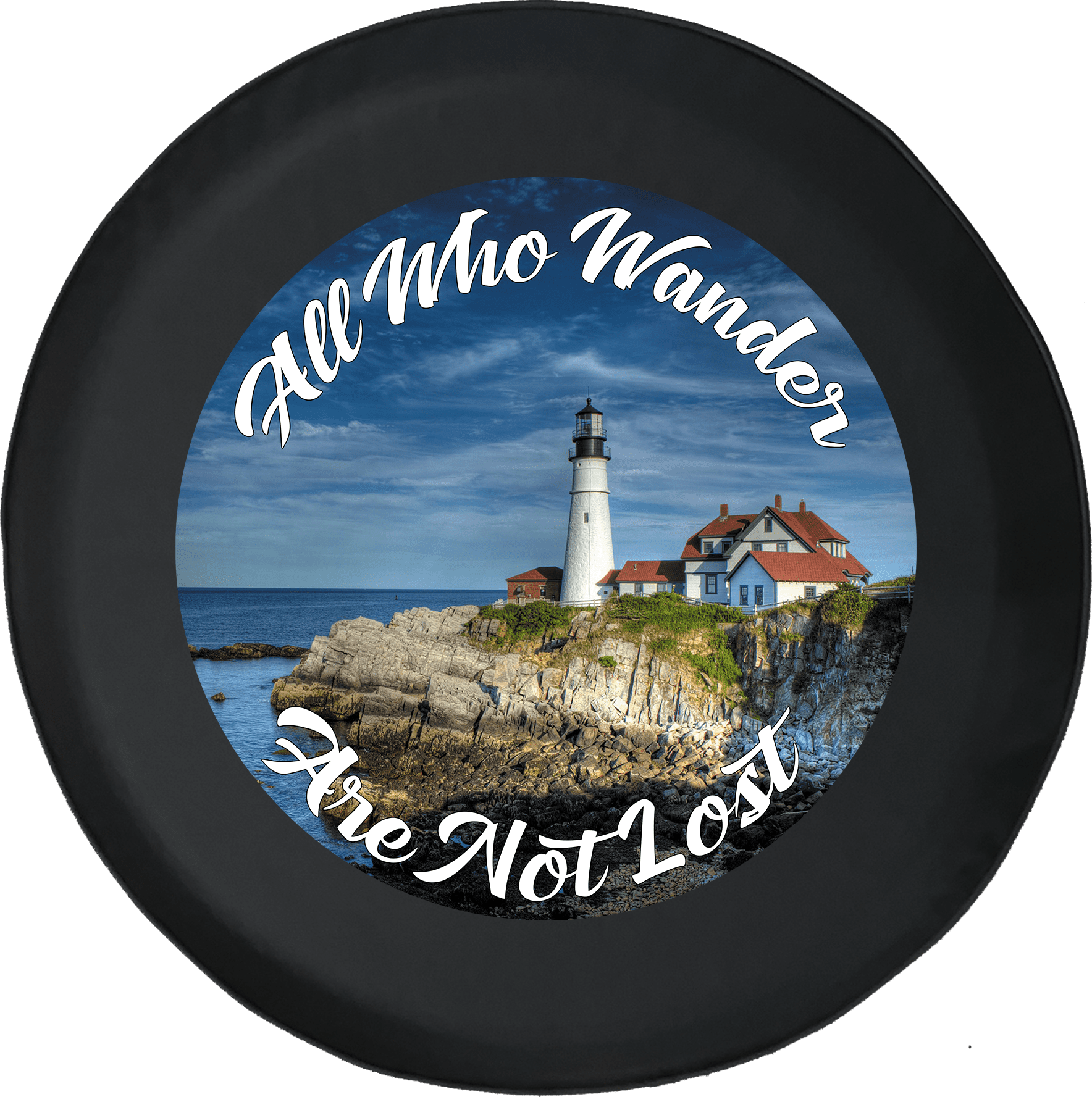 All Who Wander Are Not Lost Beach Lighthouse Spare Tire Cover fits Jeep RV & More 28 Inch