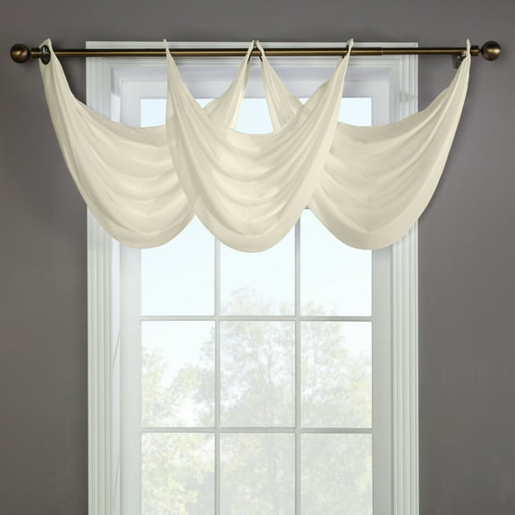 Rhythm Lined Grommet Ascot Valance 36" x 19" in Ivory