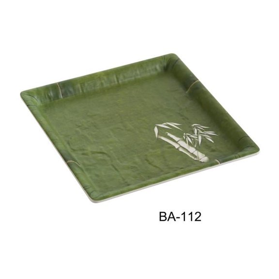 1 x 12 x 12 in. Bamboo Style Melamine Square Plate - Pack of 12