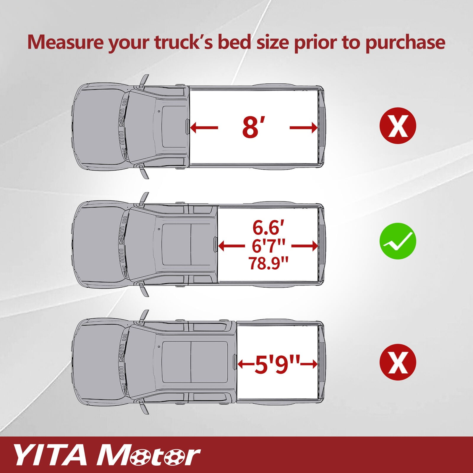 RVNI 6.6ft Bed Soft Tri-fold Truck Bed Tonneau Cover compatible with 2019-2024 Chevy Silverado/GMC 1500
