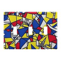 Yayeee Toggle Light Switch Wall Plate 3-Gang 6.37"x4.48" Decorative Outlet Cover, Art Triangles