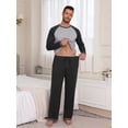thumbnail image 4 of GIRUNS Men's Pajamas Set Long Sleeve Sleepwear Soft Loungewear Pants Pjs Sets with Pockets Black S, 4 of 7