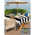 thumbnail image 5 of Outdoor Tablecloth with Umbrella Hole for Patio/Picnic/Party/Camping, Summer Lemon Waterproof Table Cloth Rectangle Table Cover Washable, Black White Striped Potted Plant (60"x 102"), 5 of 8