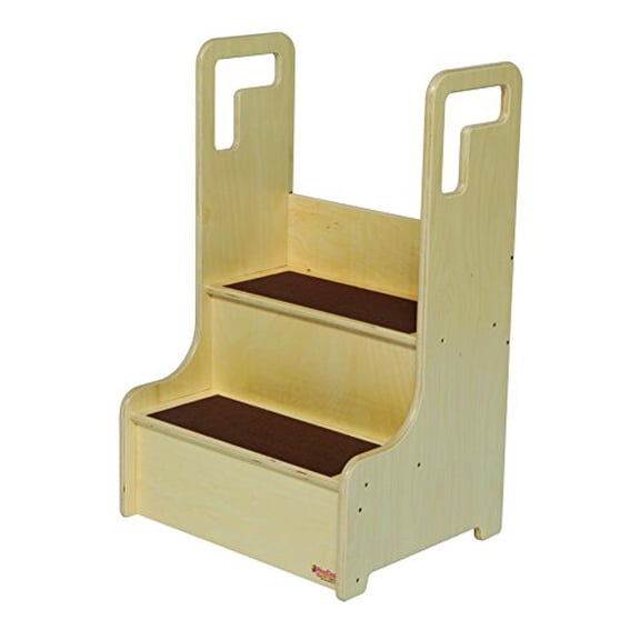 Wood Designs 21200BN Step Up 'N Wash with Brown Treads, 28" Height, 18" Width, 15" Length