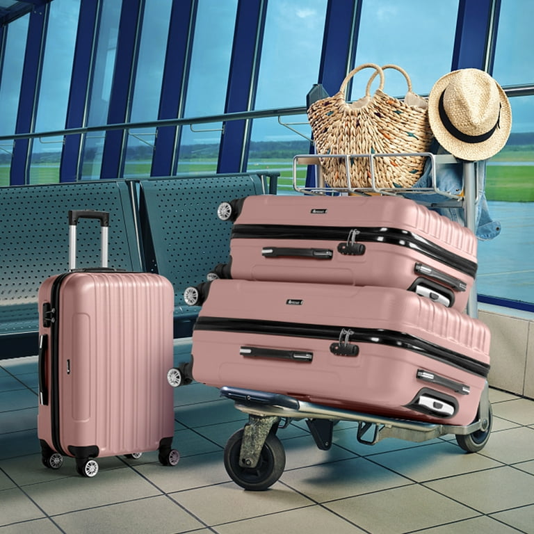 Zimtown Luggage Set 3 Piece Spinner Suitcase with TSA Lock Rose