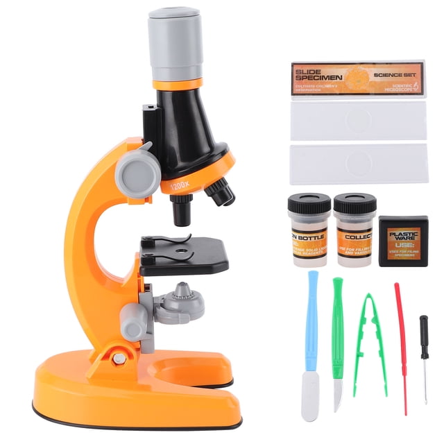 Microscopio biológico plástico monocular de alta definición 40X‑1200X para niñosNaranja