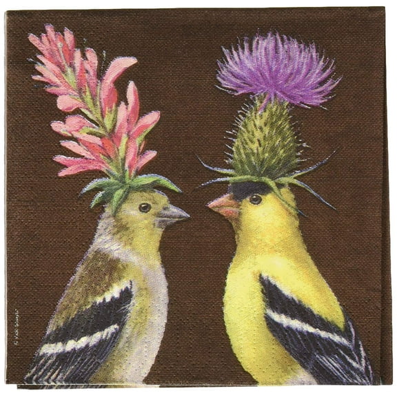 Paperproducts Design Vicki Sawyer Goldfinch Couple Paper Cocktail Napkins