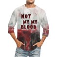 thumbnail image 1 of Camisas de Manga Larga para Hombres Imprimir Blusa de Manga Corta de Cuello Redondo, Camisas de Lino para Hombres, 1 of 4