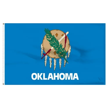 Oklahoma Flag Nylon Rectangular Canvas Heading Brass Grommets 2ft x 3ft
