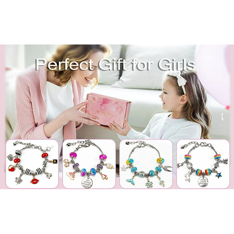 Goutoday DIY Bracelet Making Kit for Girls 130Pcs, Charm Necklace Bracelets  Kit, Age 6-18 