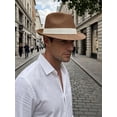 thumbnail image 4 of Gustave Straw Trilby Fedora Hat for Men Women Short Brim Panama Sun Hat Summer Breathable Beach Hat - Coffee, 4 of 8