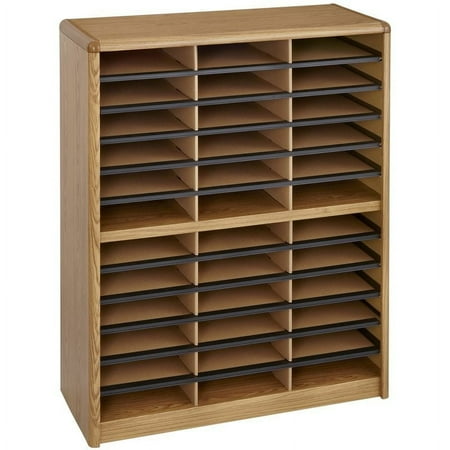 UPC: 0073555712100 | Safco 36 Compartment Value Sorter Metal File Organizer in Medium Oak