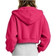 thumbnail image 4 of Girls Short Zip Up Hoodie Jacket Casual Loose Fit Long Sleeve Outerwear Top for Kids Teenagers Everyday Wear Comfortable Coat, 4 of 4