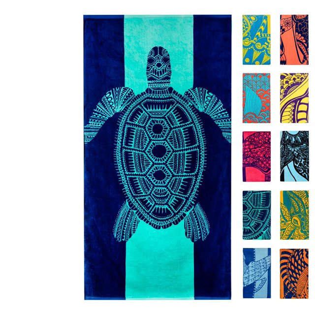 Toalla de playa Nova Blue Tropical Blue 100% algodón 86 x 160 cm