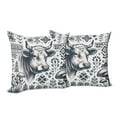 thumbnail image 2 of Ambesonne Rustic Throw Pillow Cover Pack of 2, Botanical Southwestern Cow, 2 Pcs-20"x20", Dark Blue Grey and White, 2 of 5