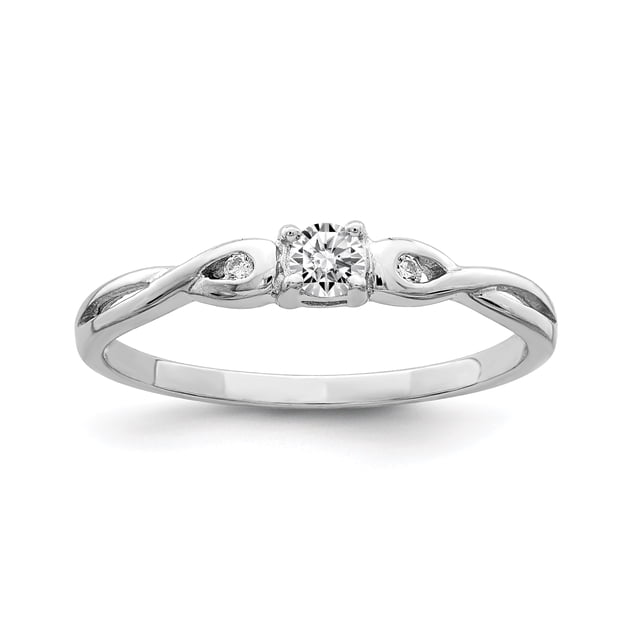925 Sterling Silver Cubic Zirconia Cz Ring Engagement Solitaire Side Stone Three Fancy Promise