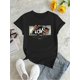 thumbnail image 2 of Camisetas de verano para mujer, con estampado, lindo, holgadas, atléticas, de manga corta, casual, 2025Women's Fashionable Abstract Money Print T-Shirt - Casual Crew Neck, Short Sleeve, Stretchy Pol, 2 of 6