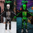 thumbnail image 2 of Hotiary Children's Glow in the Dark Holiday Outfits Hooded Jumpsuit Bodysuit + Gloves Set, Size 3-10 Years, 2 of 7