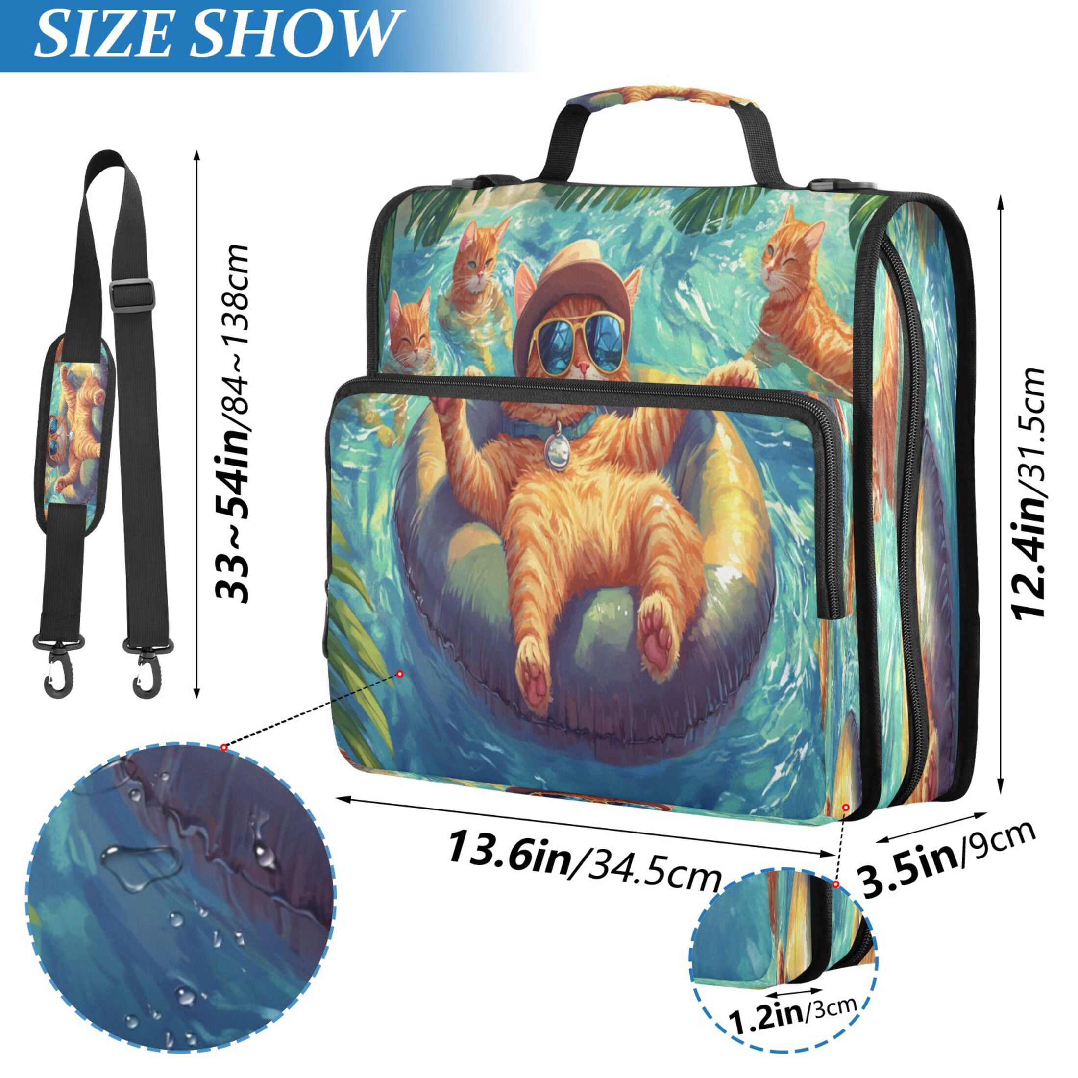 YAZAOO Zipper Binder trapper keeper Documents Organized Design Cats Swimming Printed