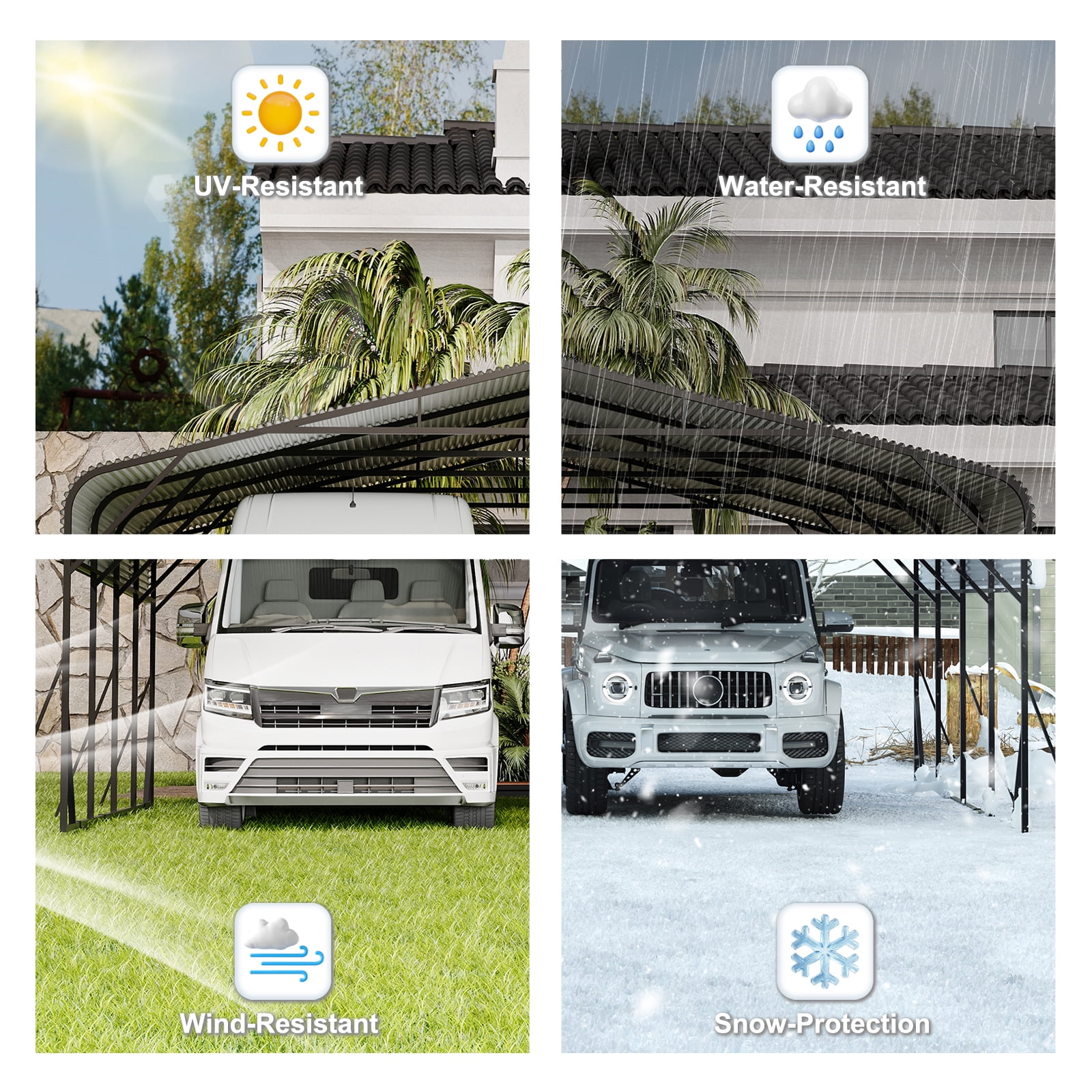 20' x 20' Metal Carport, Heavy Duty Carport with Steel Panels, All-Weather & Snow Load Protection Canopy for Car, Boat, Truck Shelter
