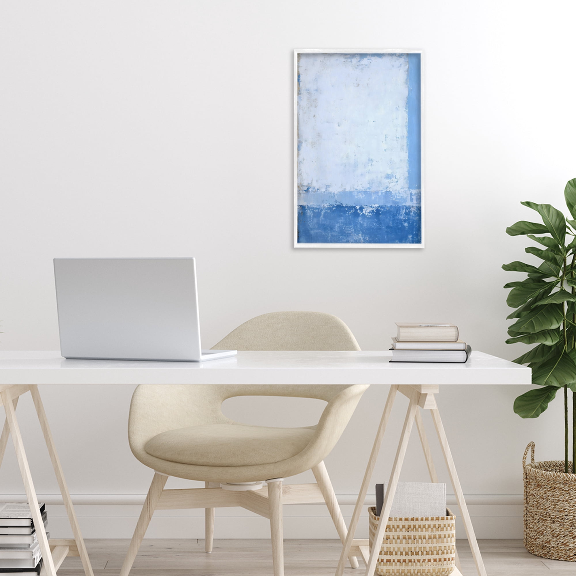 Stupell Industries Blue & White Abstract White Framed Giclee Art, design by Gina Kelly