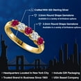 thumbnail image 2 of Gem Stone King 18K Yellow Gold Plated Silver Red Created Ruby and Lab Grown Diamond Wedding-Bands Ring for Women | 1.09 Cttw | Round 3.5MM | Gemstone July Birthstone | Size 7, 2 of 6