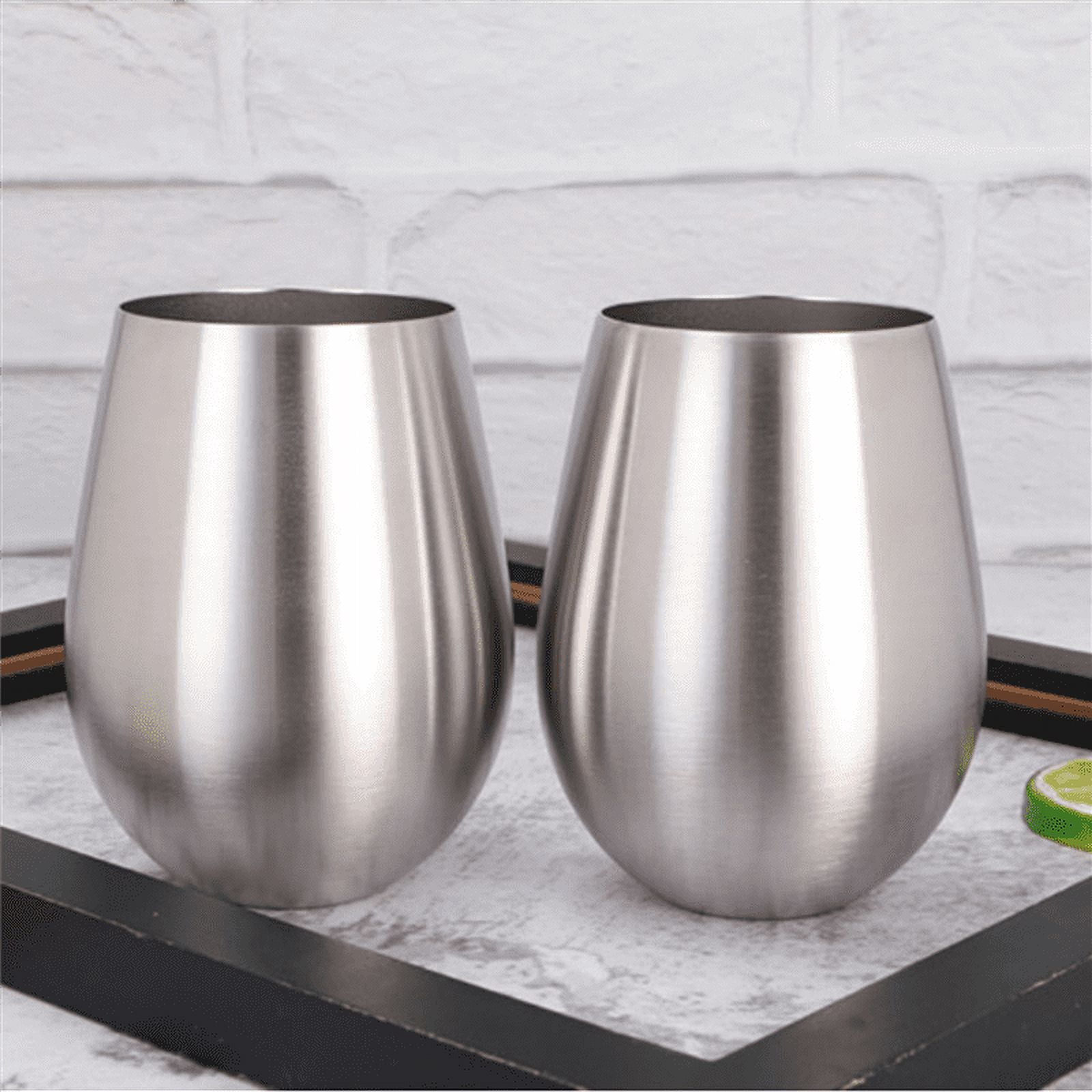 8PCS Stainless Steel Stemless Wine Glasses Kitchen Bar Unbreakable Metal Drink Cups for Indoor & Outdoor Picnics Camping