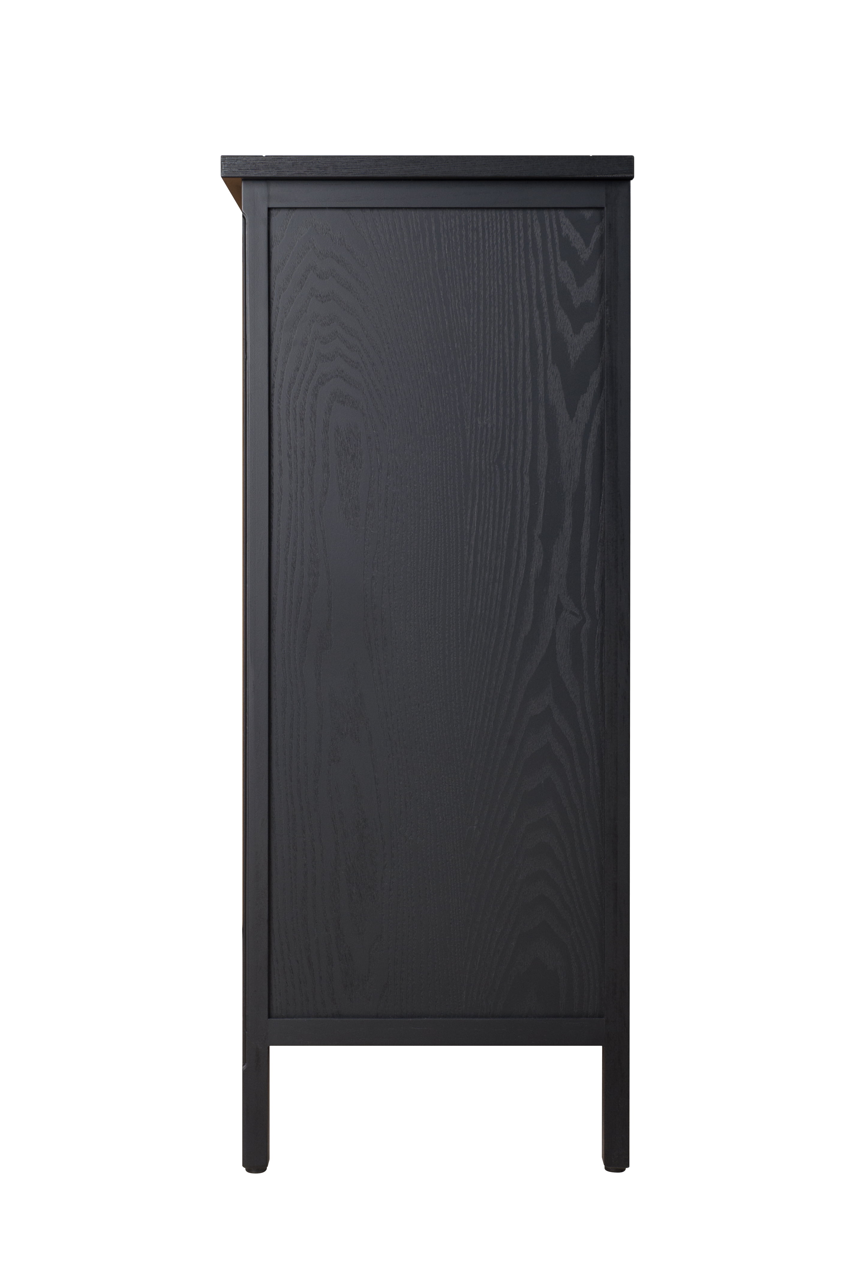 Hand-Carved Floral Embossed Black Wooden Accent Storage Cabinet with Drawer & Cabinet Doors, Gold Handles, Adjustable Shelf Anti-Tip Design, Sideboard for Entryway Living Room