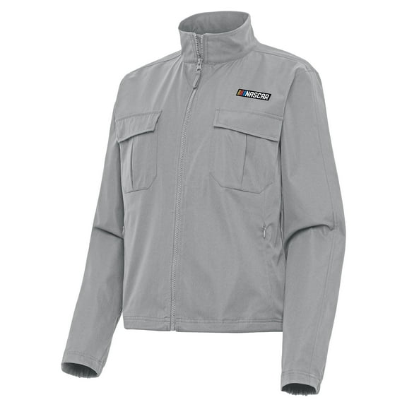 Women's-Antigua  Gray NASCAR Merchandise Even Par Full-Zip Jacket