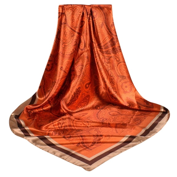 Silk Scarf Soft Lightweight Satin Cashew Flower Prints Square Fashion Scarf For Women
