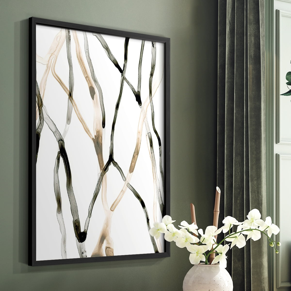 Runnel XII Framed Print in Black Solid Wood Framed Print No Nail Hanging