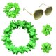 thumbnail image 1 of 4 piezas hawaiano Leis Luau diadema tropical corona de flores pulseras gafas gafas mujeres collar floral pulseras gafas de sol tocado para vacaciones de verano playa piscina fiesta decoraciones verde, 1 of 5